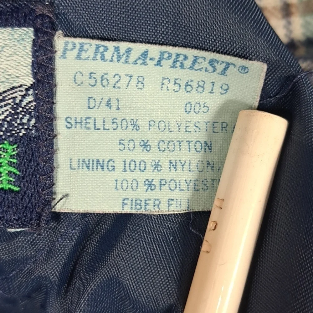 Vintage Fieldmaster Perma Prest blue & tan plaid lined flannel LG tall shacket